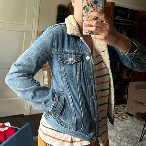 Gap 1969 Denim Jacket with Shearling Trim
